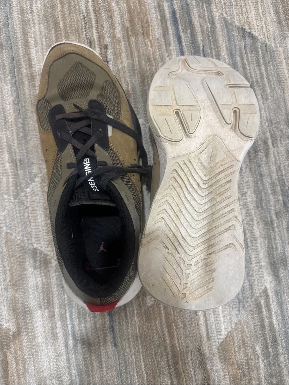 Size 12 Jordan Air 200E Olive Green Athletic Sneakers